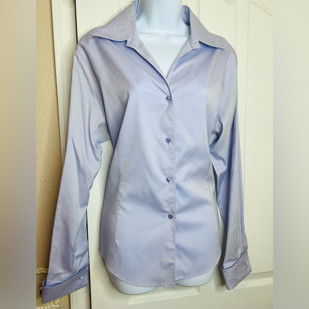 Casual Corner Lavender Non-Iron Blouse with French Cuffs